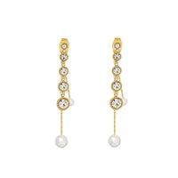 Golden Pearl Stud Earrings For Women Wedding Jewelry Perfect Gift High Style