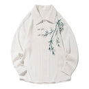 Chinese Bamboo Embroidery Shirt Mens Long Sleeve Jacket Spring Outerwear