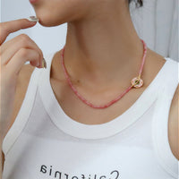 New-Chinese Coloured Flower Beaded Necklace and Earrings Set Fashion Jewelry