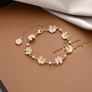 Stylish Crystal Pearl Flower Bracelet Party Accessories Charm Chain Jewellery