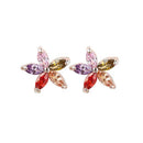 Colourful Petal Zircon Earrings Silver Ladies Wedding Party Christmas Gift