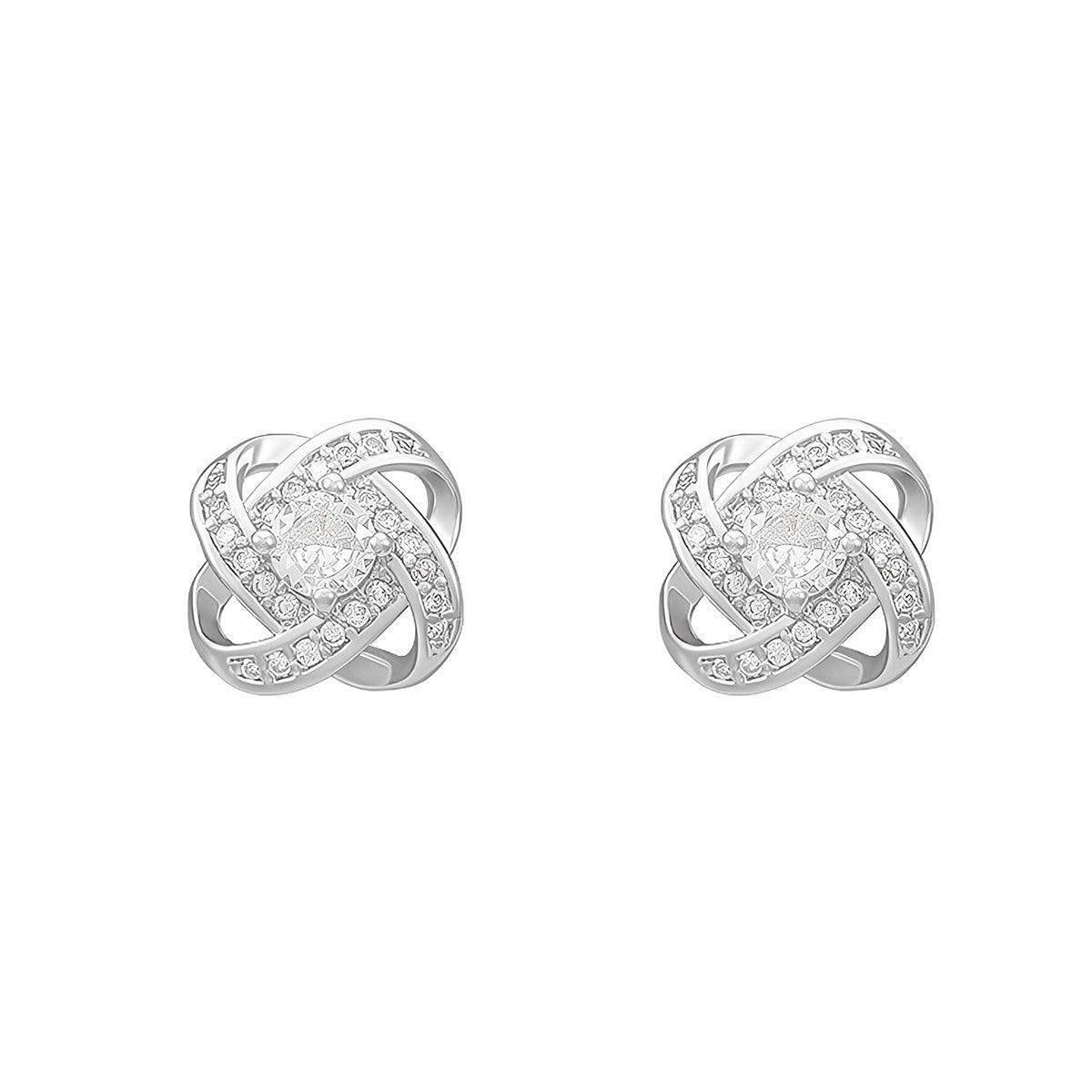 Four Leaf Clover Zircon Stud Earrings Gift For Women Wedding Fashion Jewelry