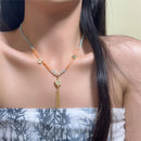 New Chinese Butterfly Pendant Beaded Necklace with Fringe Exquisite Fashion