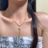 New Chinese Butterfly Pendant Beaded Necklace with Fringe Exquisite Fashion