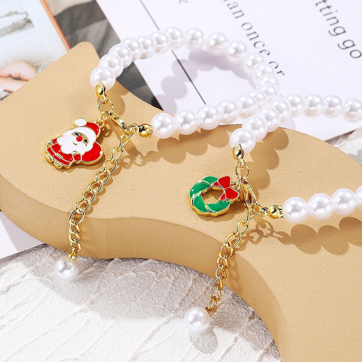 Faux Pearl Bracelet for Women Christmas Gift Adjustable Fashion Jewellery