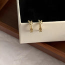 Knotted C-Shaped Double Layer Metal Earrings Alloy Fashion Jewelry for Women