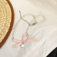 Elegant Ballet Girl Necklace Women Luxury Pearl Clavicle Chain Pink Jewelry